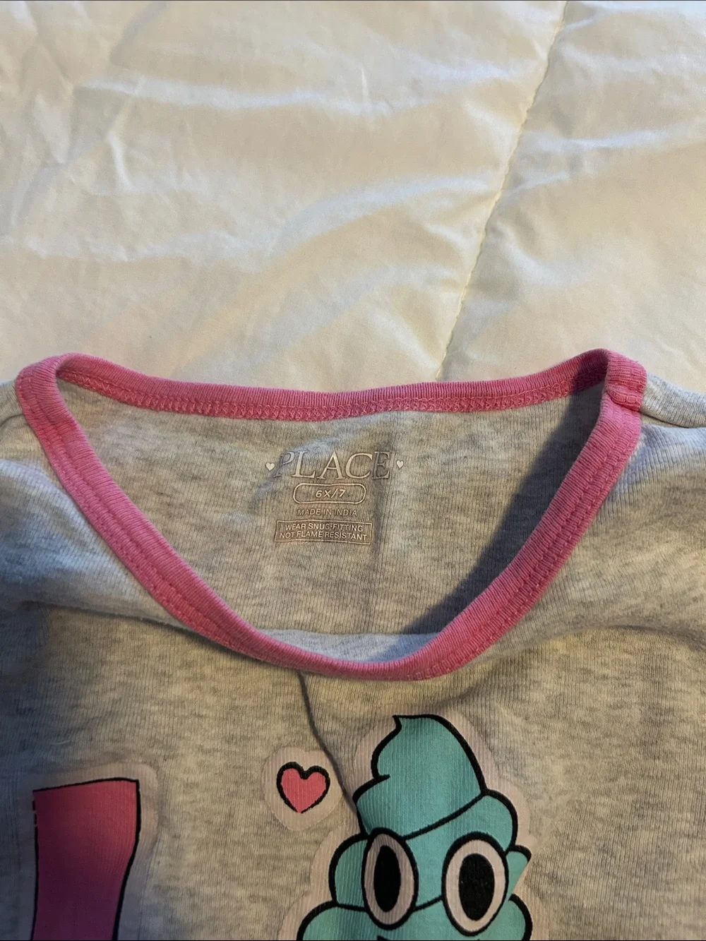 Kids Gray & White Pajama Sets with Pink and Yellow Accents
